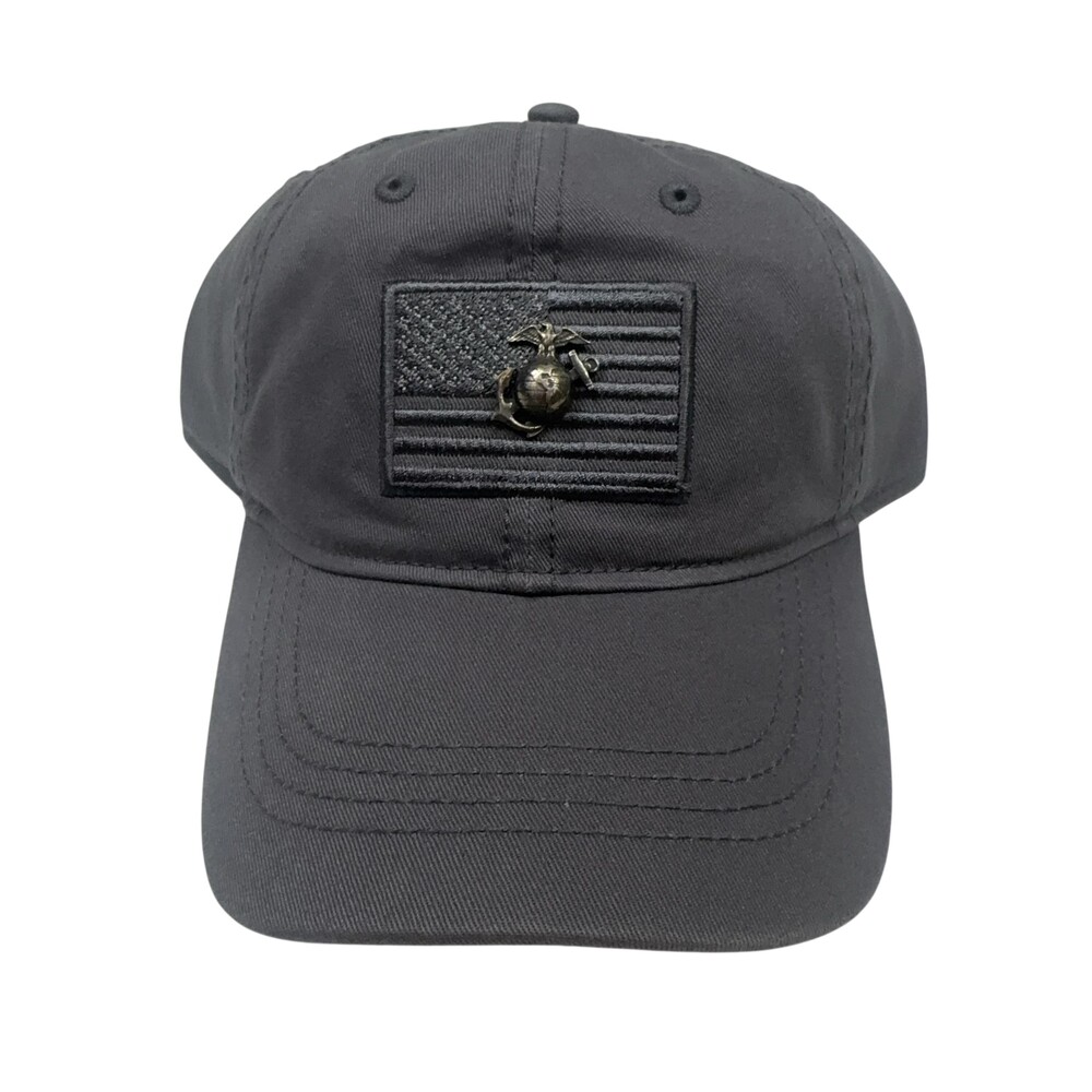 Academy Sports + Outdoors USMC Flag Hat Mens Gray Adjustable Baseball Cap